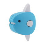 A Halftoys Ocean Friends blue plastic gadget, featuring a white button and a semi-circular white attachment, is displayed against a white background.