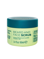 A 100ml jar of Barberino's Beard and Face Scrub with a green lid and light yellow container, labeled in English and Italian—ideal for your grooming routine.