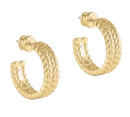 A pair of 18K gold plated Cheval Braided Hoop Earrings.
