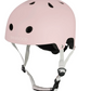 The Banwood Eco Helmet features a light pink classic design, ventilation holes, adjustable white straps, and a black buckle—part of the brand's eco collection.