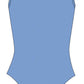 The Hunza G Pamela Swim is a simple blue one-piece swimsuit featuring thin shoulder straps, high-cut legs, and a scoop neckline, crafted from textured crinkle fabric for added comfort, and displayed on a white background.
