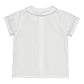 Back view of the Kidiwi Baby Boys' and Boys' Noa MC Shirt: a lightweight short-sleeve white shirt with light blue trim on sleeves and collar, laid flat against a white background.