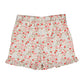 Kidiwi Baby Girls' and Girls' Nolana Short features an elastic waistband and a fun floral and strawberry Cherry Red print on white—perfect shorts for any sunny day.