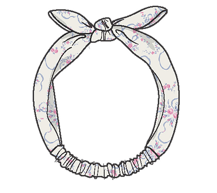 Angel Dear Knot Headband—an adorable floral-patterned accessory with a top-tied bow and elastic bottom, perfect for adding charm to your baby's fall and winter outfits.