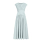 The Nyssa Dress by Proenza Schouler White Label is a light blue, sleeveless, floor-length tech cotton dress with gathered bust and waist and a flowing A-line skirt.