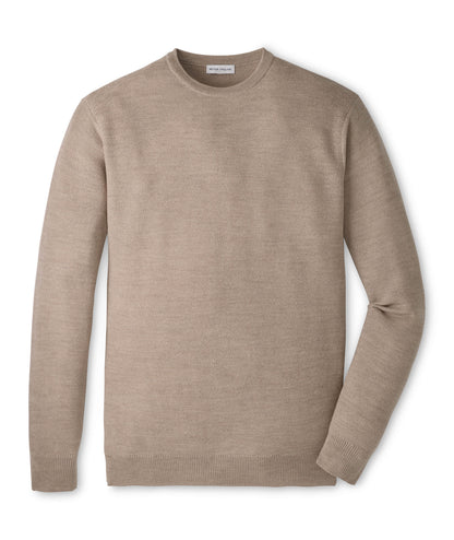 Peter Millar Autumn Crest Honeycomb Crewneck Sweater in light tan with a textured honeycomb knit pattern.