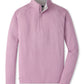 The Peter Millar Stealth Performance Quarter-Zip is a light purple long-sleeve pullover featuring a stand collar, simple design, four-way stretch fabric, and visible stitching details, shown on a white background.