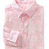 Men's Printed Linen Shirt - Agave Pink