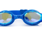 The Bling2O Solar Swim Goggles feature a blue celestial design with green accents and mirrored lenses, displayed against a white background.