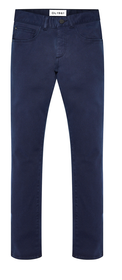 The Boys' Brady Slim Jean by DL1961, a pair of dark blue denim jeans with a tailored cut, is displayed against a crisp white background.
