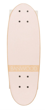 The Banwood Skateboard, made by Banwood, showcases a chic pink deck constructed from durable Canadian Maple.