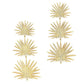 Anabel Aram Palm Triple Fan Dangle Earrings: 18K gold plated dangle earrings featuring a vertical stack of three textured triple fan palm leaf shapes.