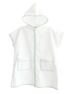 The Terry Tots Kids’ Sleeveless Cover Up - Green Stripe features a green striped design and sleeveless style, perfect for the beach.