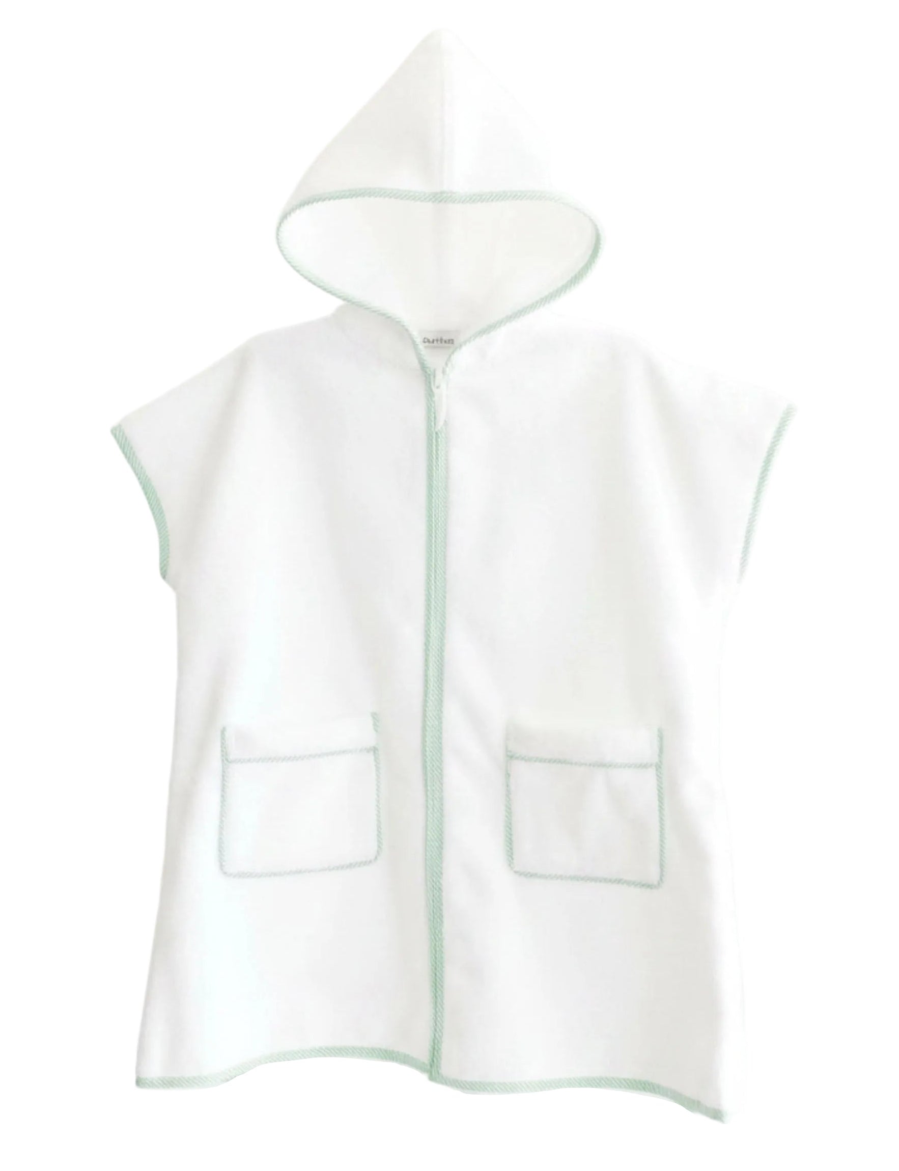 The Terry Tots Kids’ Sleeveless Cover Up - Green Stripe features a green striped design and sleeveless style, perfect for the beach.