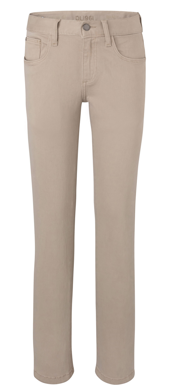 A pair of DL1961 Brady Slim Jeans in beige, showcased against a plain white background.