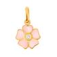 The Gigi Clozeau Flower Pendant Diamond showcases pink enamel petals and a central sparkling diamond, crafted in luxurious 18-carat yellow gold.