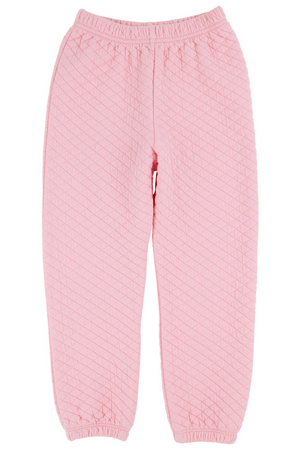 The Beaufort Bonnet Company's Baby Girls' and Girls' Quilted Gates Sweeney Sweatpants feature a quilted design with an elastic waistband and cuffs, shown on a white background.