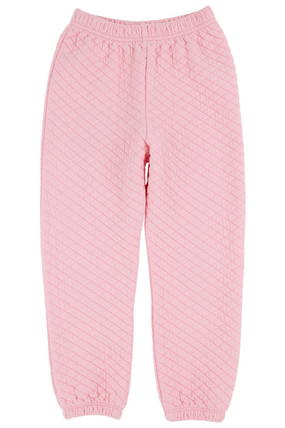 The Beaufort Bonnet Company's Baby Girls' and Girls' Quilted Gates Sweeney Sweatpants feature a quilted design with an elastic waistband and cuffs, shown on a white background.
