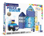 The Magnatiles Police Station 35-Piece Set includes a police car, two figures, a station structure, and a light-and-sound tile for interactive play. Suitable for ages 3+.