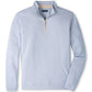 The Albatross Cotton-Blend Pique Quarter-Zip by Peter Millar is a light blue long-sleeve pullover featuring a standing collar and beige zipper, crafted from textured piqué fabric and displayed on a flat white background.