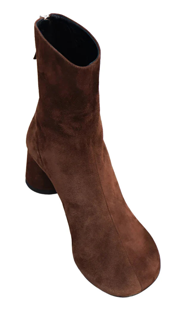 A single Proenza Schouler Glove Suede Boot featuring a stylish block heel against a white background.