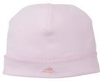 The Kissy Kissy Premier Noah's Ark Hat with Hand Emb. features light pink Pima cotton and a delicately embroidered pink snail by the brim, part of the Noah's Ark Collection.
