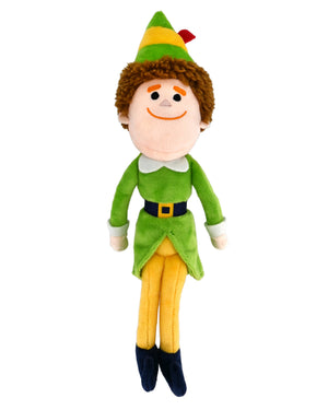 The Elf Plush - Small by Kids Preferred features a green outfit, yellow pants, blue shoes, and a patterned pointed hat—making it the perfect cuddly stuffed animal friend for kids.