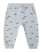 Rylee & Cru Baby Boys' and Boys' Sweatpant features light gray French terry, a drawstring waist, side pockets, and an all-over dark blue sharks print.