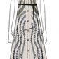 The Kiera Dress by Altuzarra is a long button-down pure silk dress with short sleeves, a collar, and a leather waist belt. It features an elegant A-line silhouette adorned with abstract green and blue vine-like patterns on a beige background.