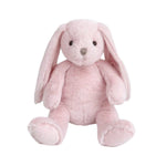 The Mon Ami Rosie Bunny plush toy, featuring long floppy ears, sits upright on a white background.