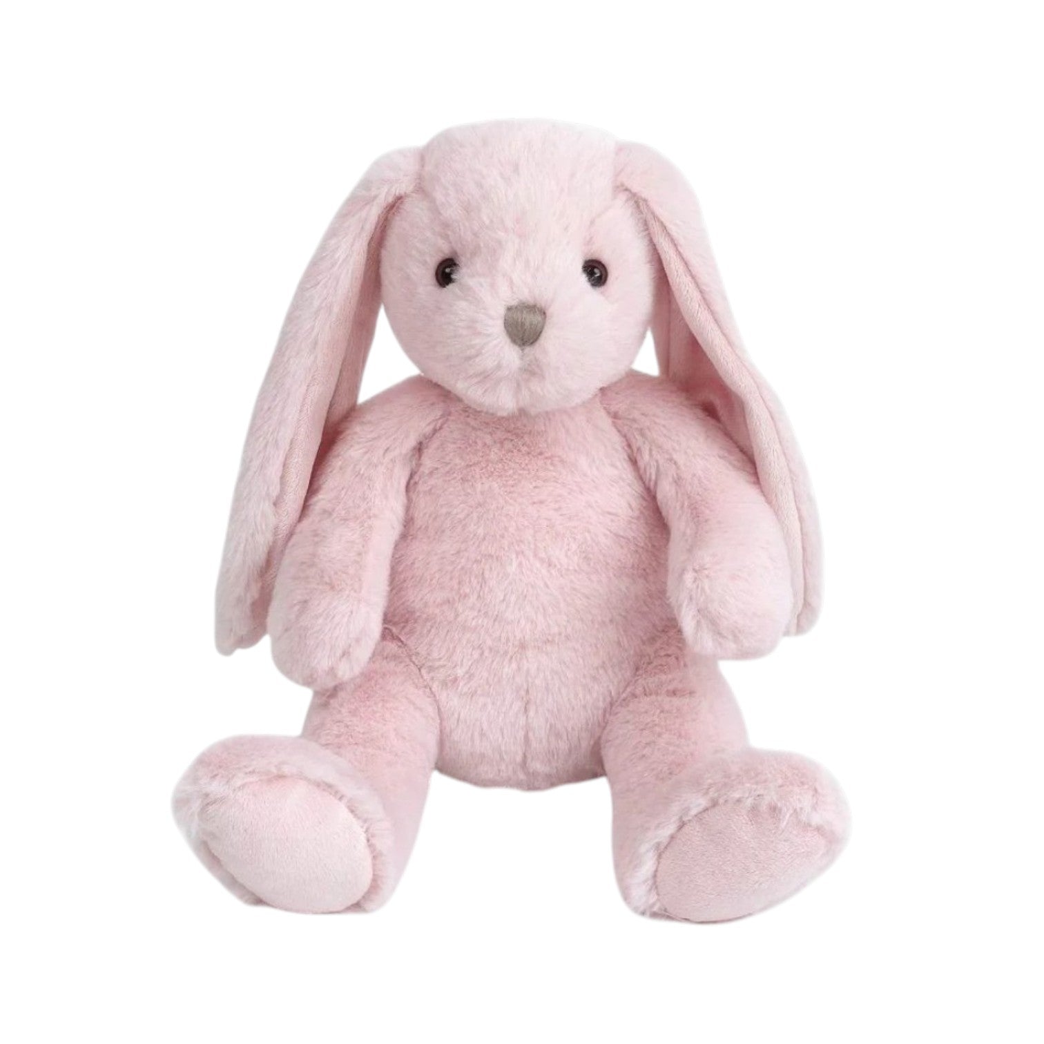 The Mon Ami Rosie Bunny plush toy, featuring long floppy ears, sits upright on a white background.