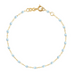 Introducing the Gigi Clozeau Little Gigi Classic Bracelet 5.1", a delicate 18K gold chain with light blue bead accents and a secure clasp.