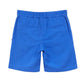 Boys' Cotton Rustic Bermuda Short by Arsene & Les Pipelettes in bright blue, crafted from textured cotton with an elasticated waist and two back pockets, displayed flat against a white background.