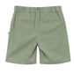 Boys' Cotton Rustic Bermuda Short by Arsene & Les Pipelettes in light green, crafted from textured cotton with an elasticated waist and two back welt pockets, displayed on a plain white background.
