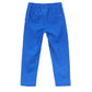 Arsene & Les Pipelettes Boys' Cotton Rustic Pant in bright blue, featuring an elasticated waist and two back pockets, shown flat with the back side facing up—ideal for everyday wear.