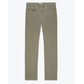 The L’Homme Slim Denim by Frame is a pair of slim-fit light olive green jeans in sustainable brushed twill, featuring five pockets and a button closure, showcased on a white background.