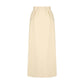Blaze Milano Savannah Nija Skirt in beige, a high-waisted, full-length linen-silk skirt with belt loops, front pleats, and side pockets, shown on a plain white background.