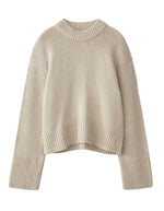 The Sony Cashmere Sweater by Lisa Yang features fisherman ribbed trims on the cuffs, hem, and neckline and is showcased against a plain white background.