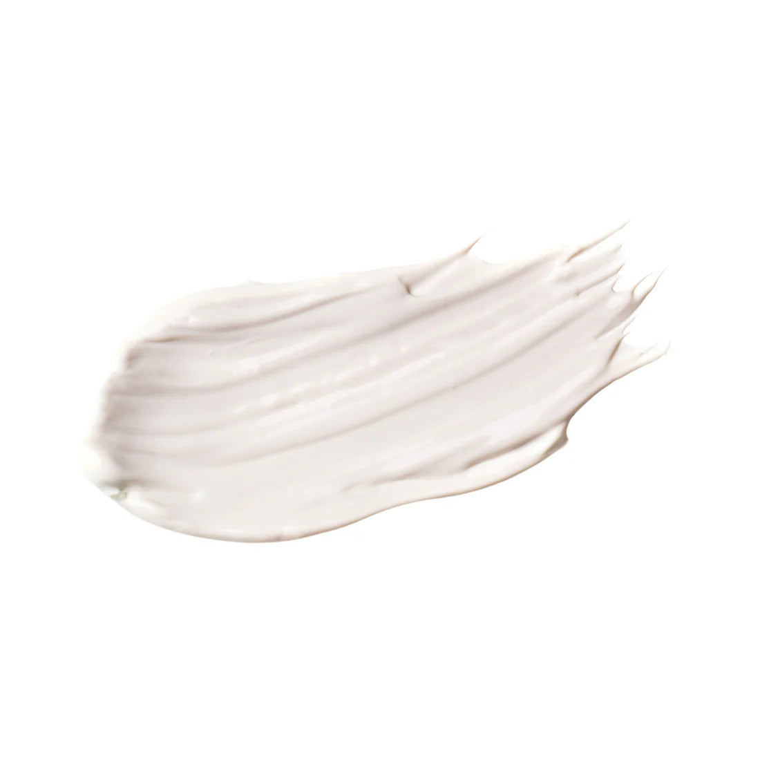 A smear of Hampton Sun SPF 45 Mineral Body Creme, made with non-nano zinc oxide, on a plain white background.