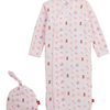 Baby Nursery Nostalgia Modal Gown + Hat Set - Pink