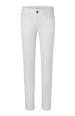 The DL1961 Girls' Chloe Skinny Jean in white is crafted from flexible DL Ultimate denim, featuring front and back pockets, belt loops, and a button closure—shown against a plain background.
