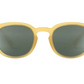 Kids’ #C Polarized Sunglasses by IZIPIZI, featuring yellow rims and dark lenses, are shown from the front against a white background. These children’s sunglasses offer UV protection and an ergonomic design for comfortable wear.
