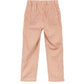 The Boys' Striped Sun Lounger Pants by Arsene & Les Pipelettes feature beige and white vertical stripes, an elasticated waist, and two back pockets, shown on a white background.