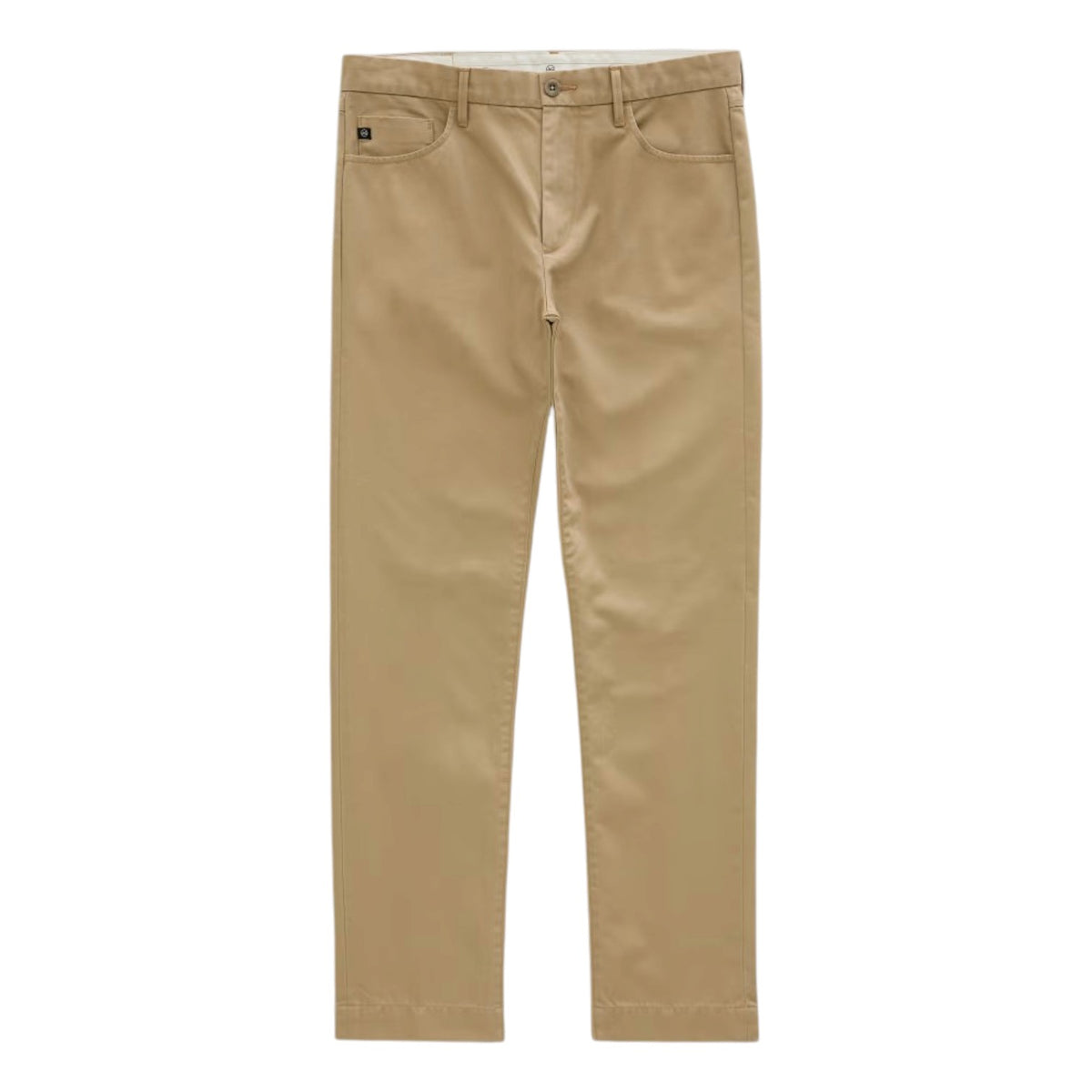 Everett Tailored Pant in tan gabardine with a button closure and a slim straight-leg fit.