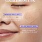 Close-up of a smiling person's cheek with a swatch of clear product. Text highlights how Supergoop Unseen Sunscreen SPF 40 improves skin clarity and keeps makeup looking fresh all day as an invisible sunscreen and primer.