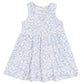 The Angel Dear Baby Girls' and Girls' Ribbed Modal Tank Dress & Bloomer is a sleeveless white dress with light blue floral prints, a round neckline, and flared skirt, available in toddler sizes.
