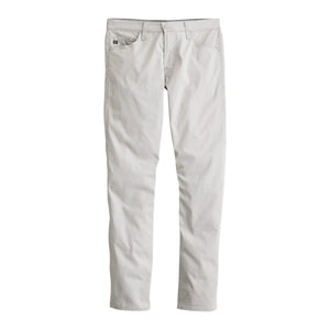The Tellis Commuter Performance Airluxe Modern Slim Pants by AG Jeans are light gray slim-fit pants, crafted from Airluxe Sateen and shown on a white background.