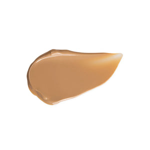 A smooth, beige smear of Hampton Sun Tinted SPF 45 Wrinkle Control Face Cream on a white background.