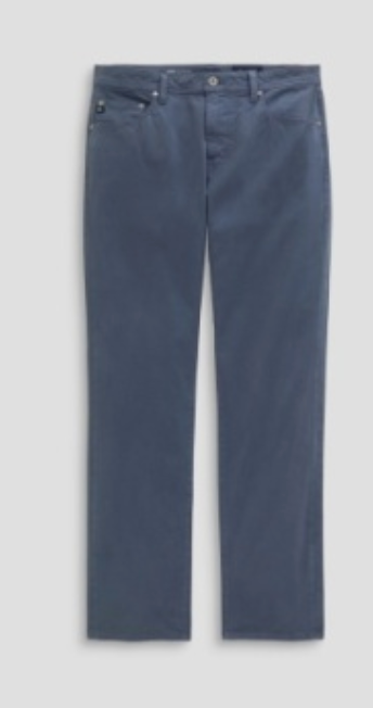 The Everett Slim Straight jeans by AG Jeans, featuring a mid-rise waist, are displayed laid flat against a light background.