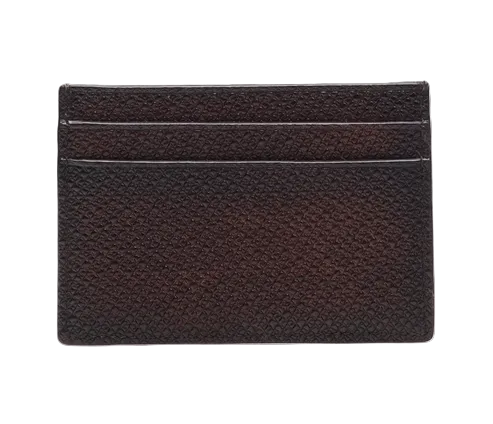 The Magnanni Card Holder is a dark brown textured leather wallet with two horizontal card slots on the front, displayed against a white background.